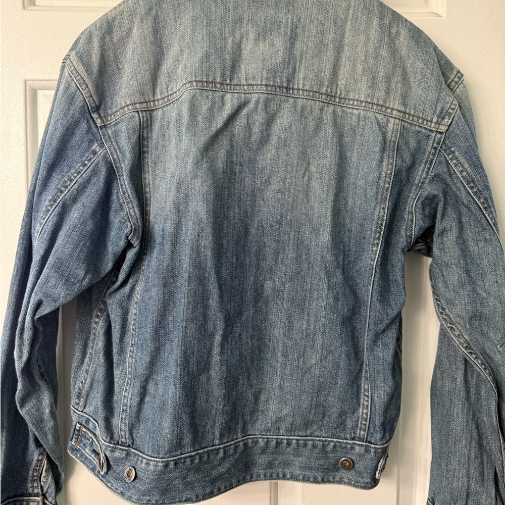 Vintage GAP Kids Light Blue Denim Jacket with neutral Camo lining Sz 14/16 - Picture 6 of 7